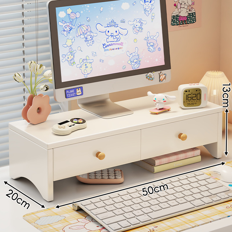 Computer Heightening Stand, Desktop Monitor Screen Stand, Heat Dissipation Rack with Drawer, Office Desk Organizer