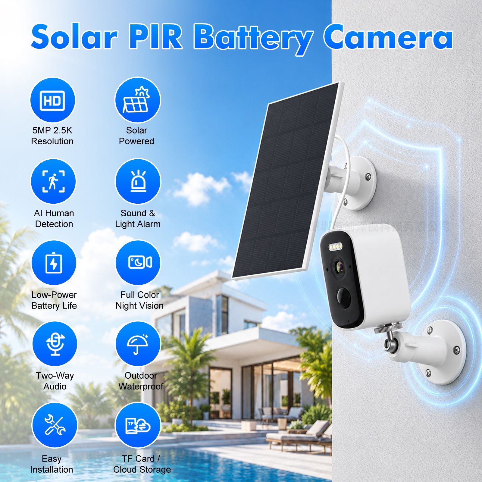 Solar Security Camera Wireless icsee HD Magnetic Mount Surveillance Customizable Bird Feeder Camera