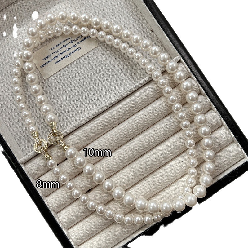 Natural deep sea shell pearl necklace women's small collarbone chain beads