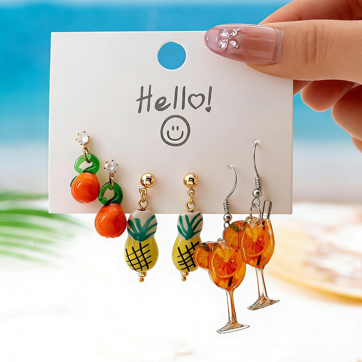 Qingdao Daiwei Starfish Small Fish Shell Fruit Set Earrings, Suitable for Women's Vacation Wear
