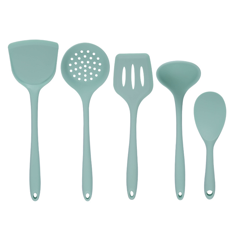 Dark Green Multicolor Avocado Silicone Kitchen Utensils Five-Piece Set Non-stick Pan Kitchenware Spoon Spatula Set Oil Control