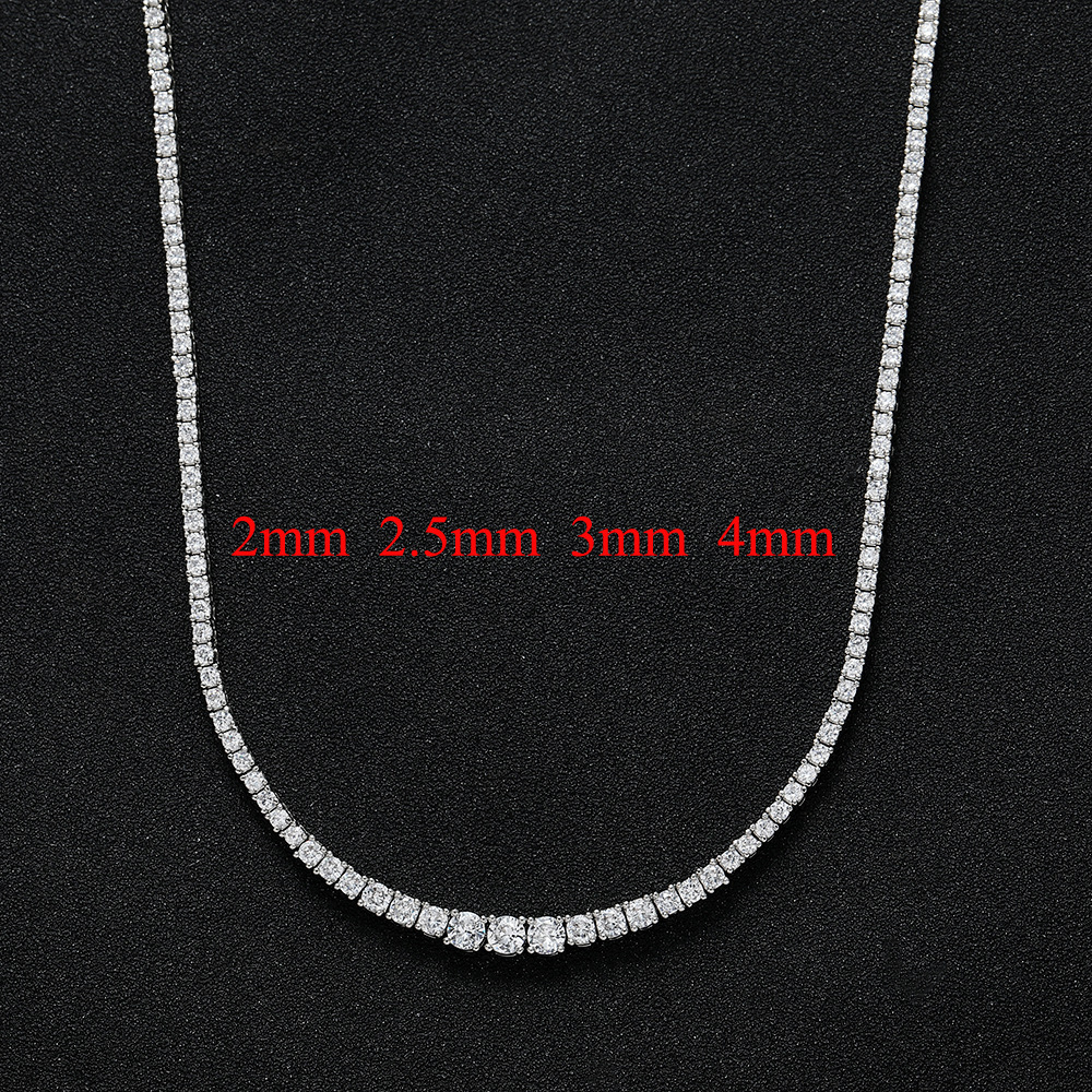 Gradual size zircon tennis necklace new chain hip-hop multi-size men's women's neck accessory