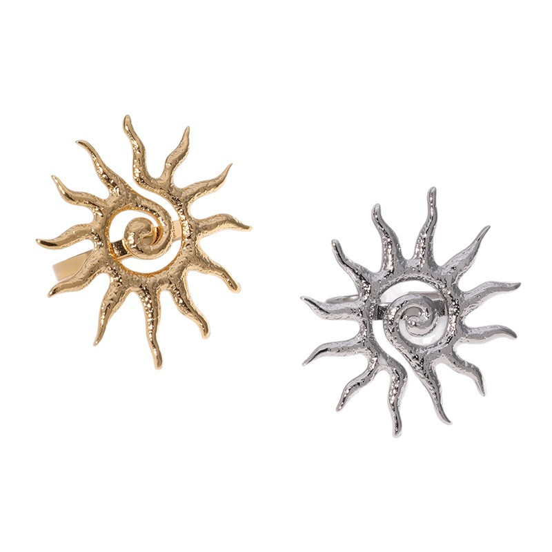 Stainless steel open sun ring 18K gold-plated hand jewelry