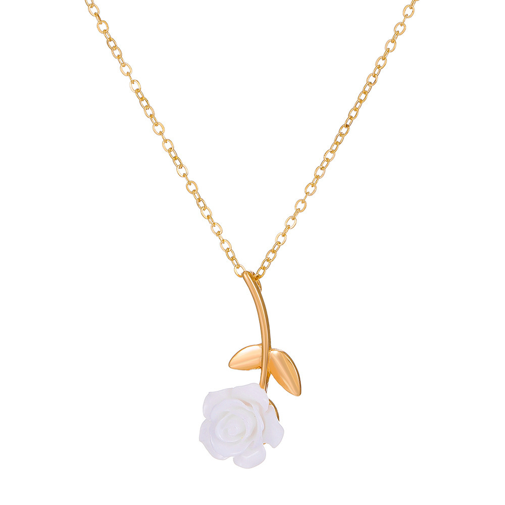 Love Rose Flower Necklace Women Gothic Winding Flower Heart Collarbone Chain Valentine's Day