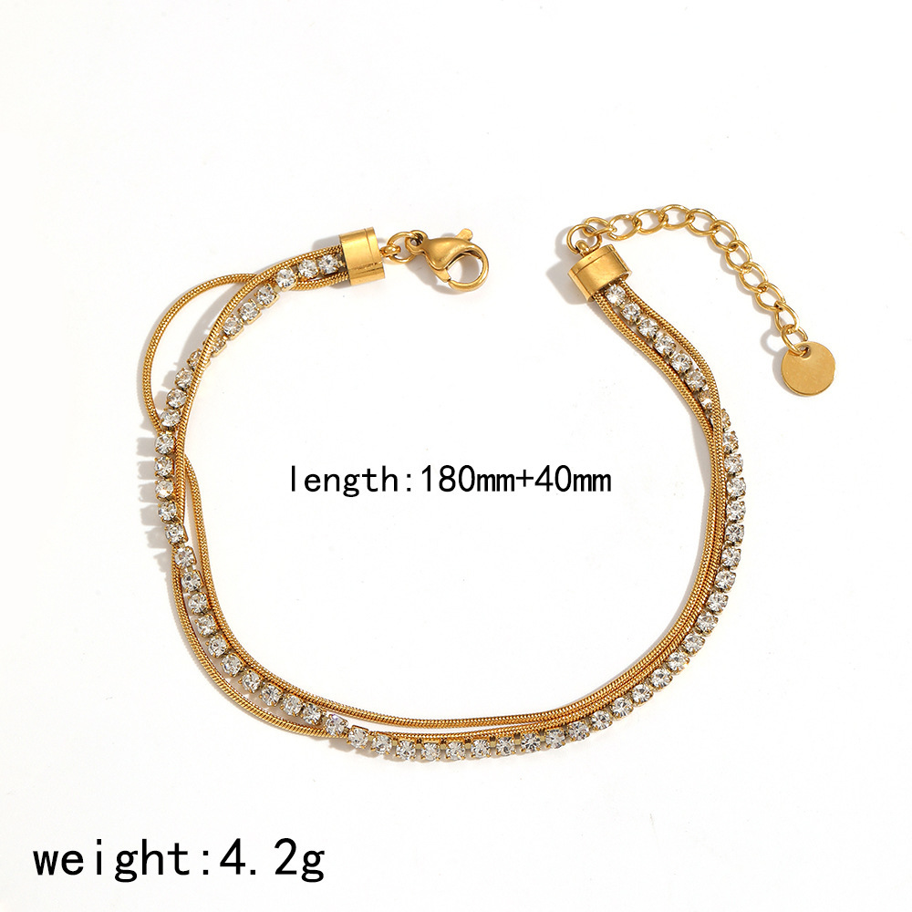 Diamond inlaid stainless steel bracelet 18k gold titanium steel bangle bracelet