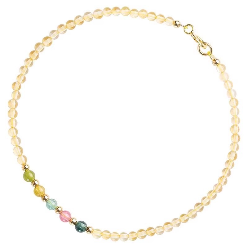 Citrine bracelet women's ultra-fine lucky bead bracelet wealth fortune husband blessing tourmaline hand jewelry summer gift for girlfriend
