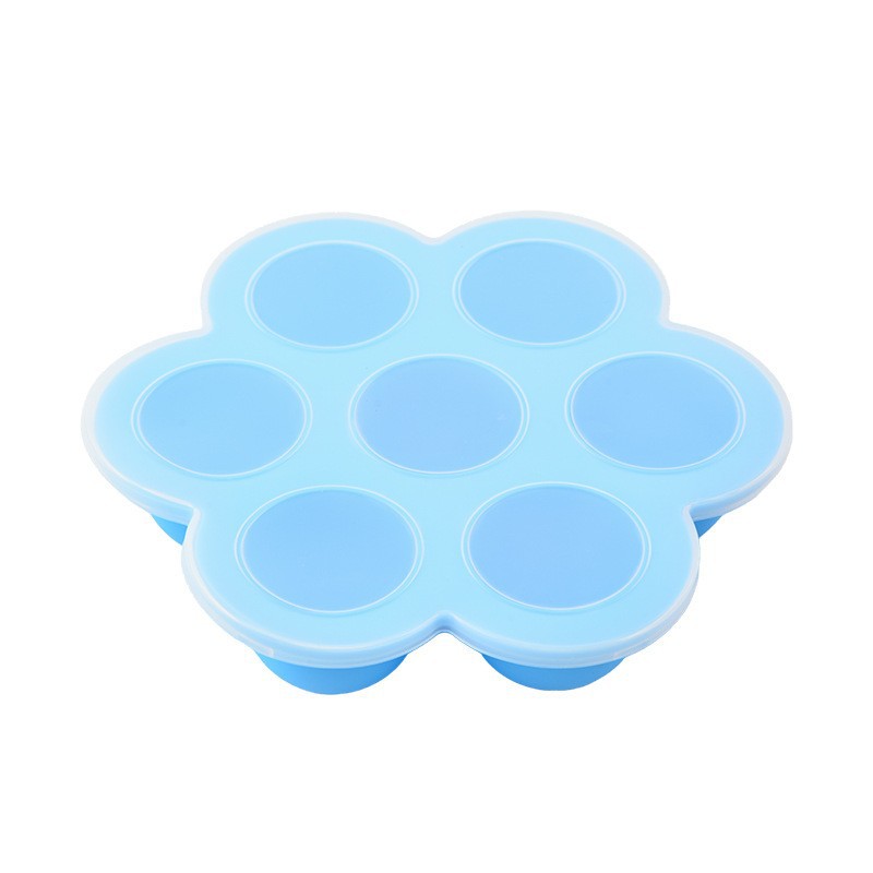 Food-grade silicone 7-hole baby food container with lid, baby food freezer tray, steamable, exclusive supply