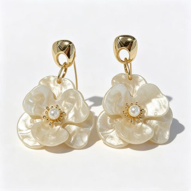 Simple Design Acetate Acrylic Flower Earrings Super Ethereal Exaggerated Petal Ear Studs