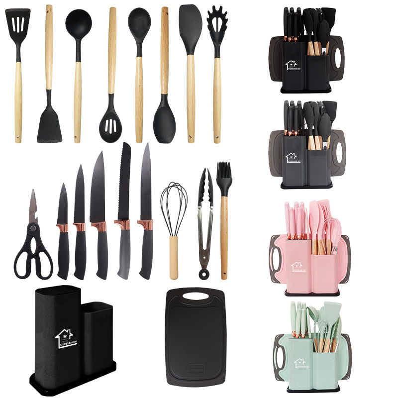 Silicone Spatula and Soup Spoon 19-Piece Set Non-Stick Silicone Spatula Food Grade Silicone Kitchenware Knife Set