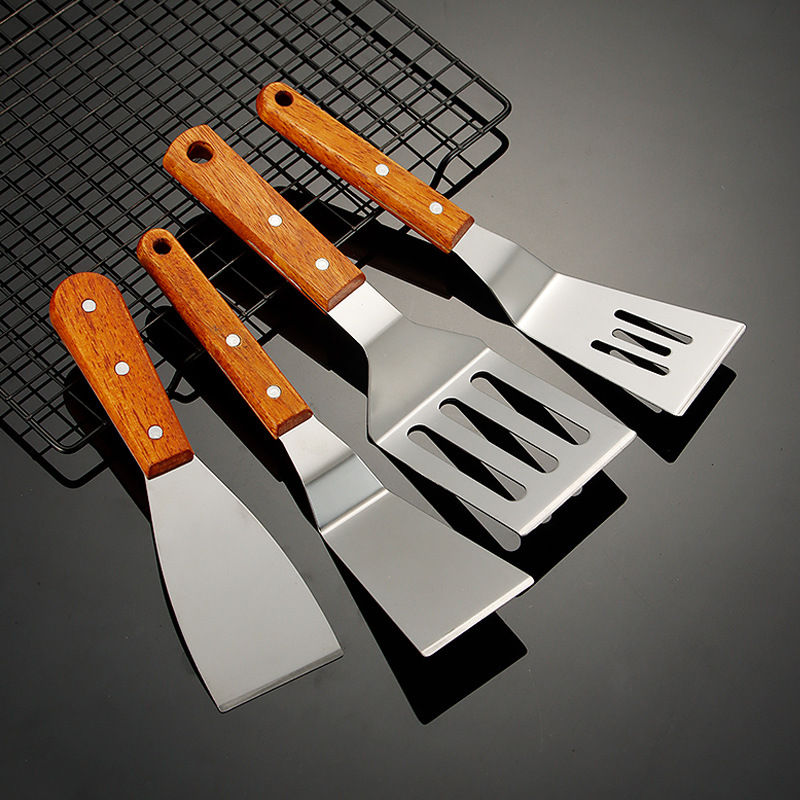 Stainless steel teppanyaki cooking spatula, Western pizza spatula, hand-grabbed cake press, pancake tool, stir-fry ice spatula