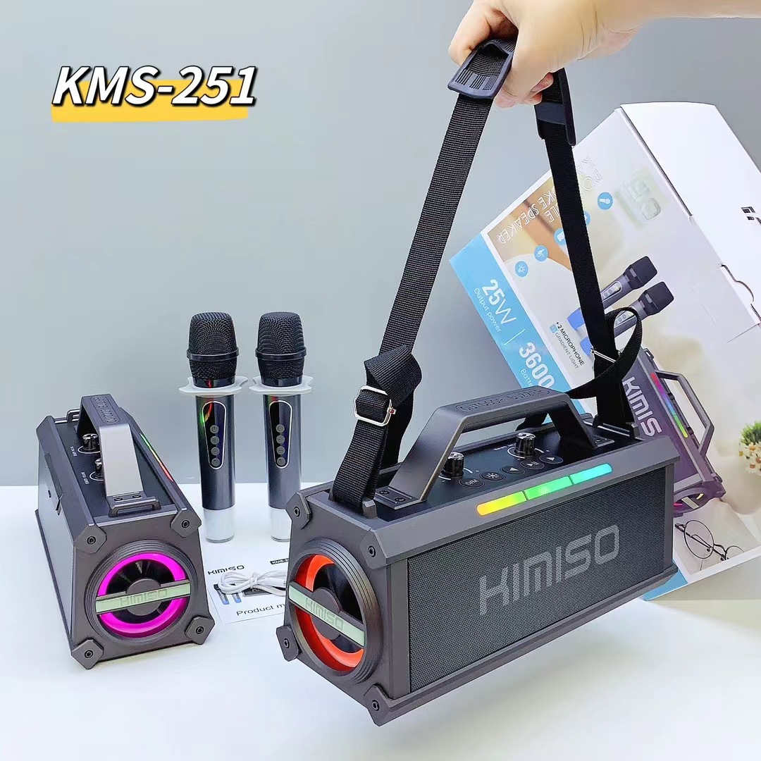 New KMS-251 wireless Bluetooth speaker 25W high-power outdoor square dance K-song audio RGB mixed color light