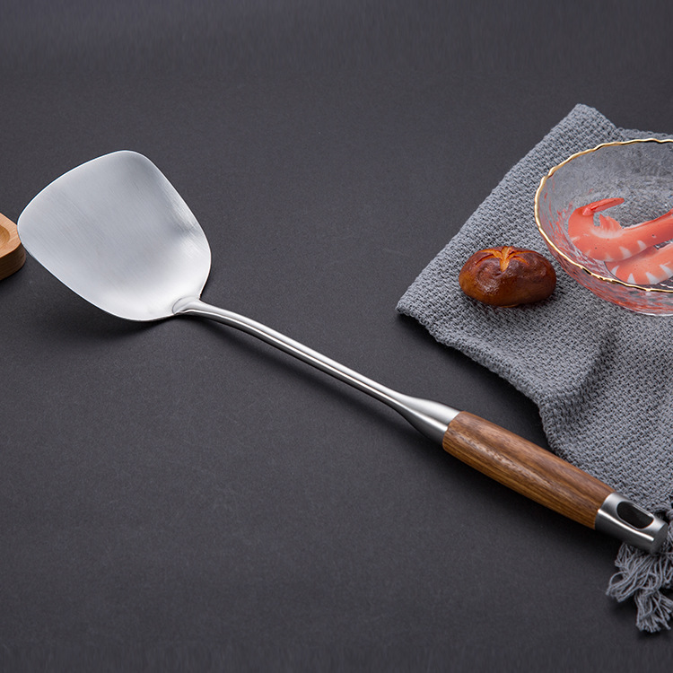 304 stainless steel spatula set, kitchen cooking spatula set, household rosewood handle stainless steel soup spoon, strainer, frying spatula
