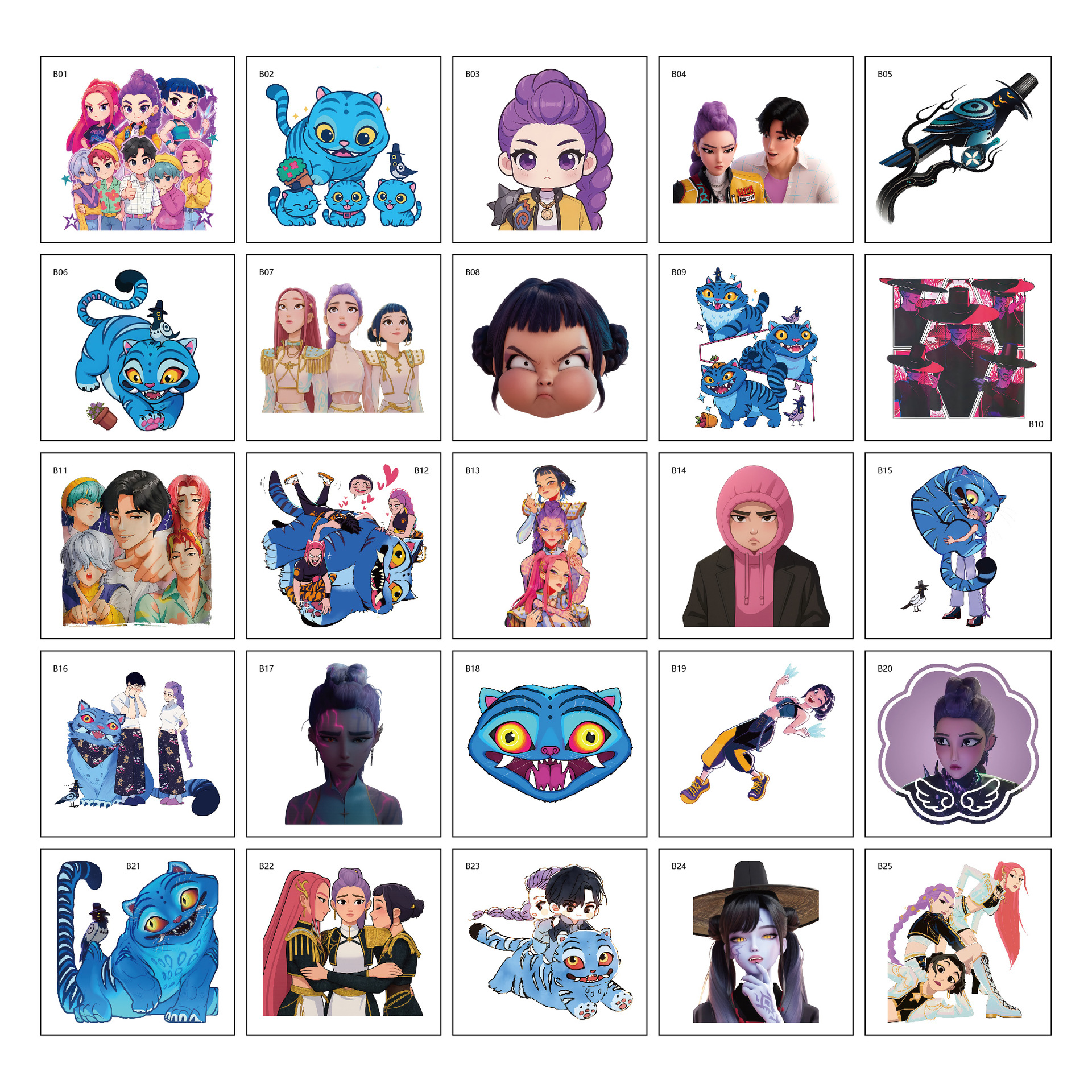 25 Pieces 50 Pieces Cartoon Huntress Girl Group Tattoo Sticker KPop Cartoon Anime Graffiti Tattoo Sticker Paper