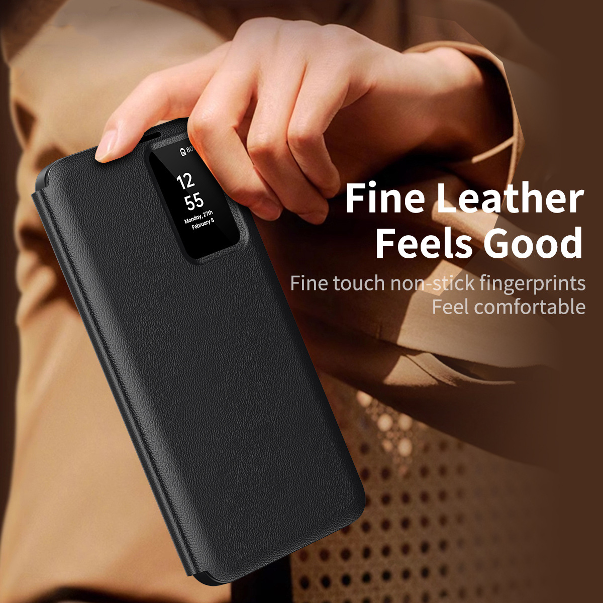 For Samsung S25Ultra Smart View Card Slot Leather Case S26Ultra Flip Cover Answer Phone Case