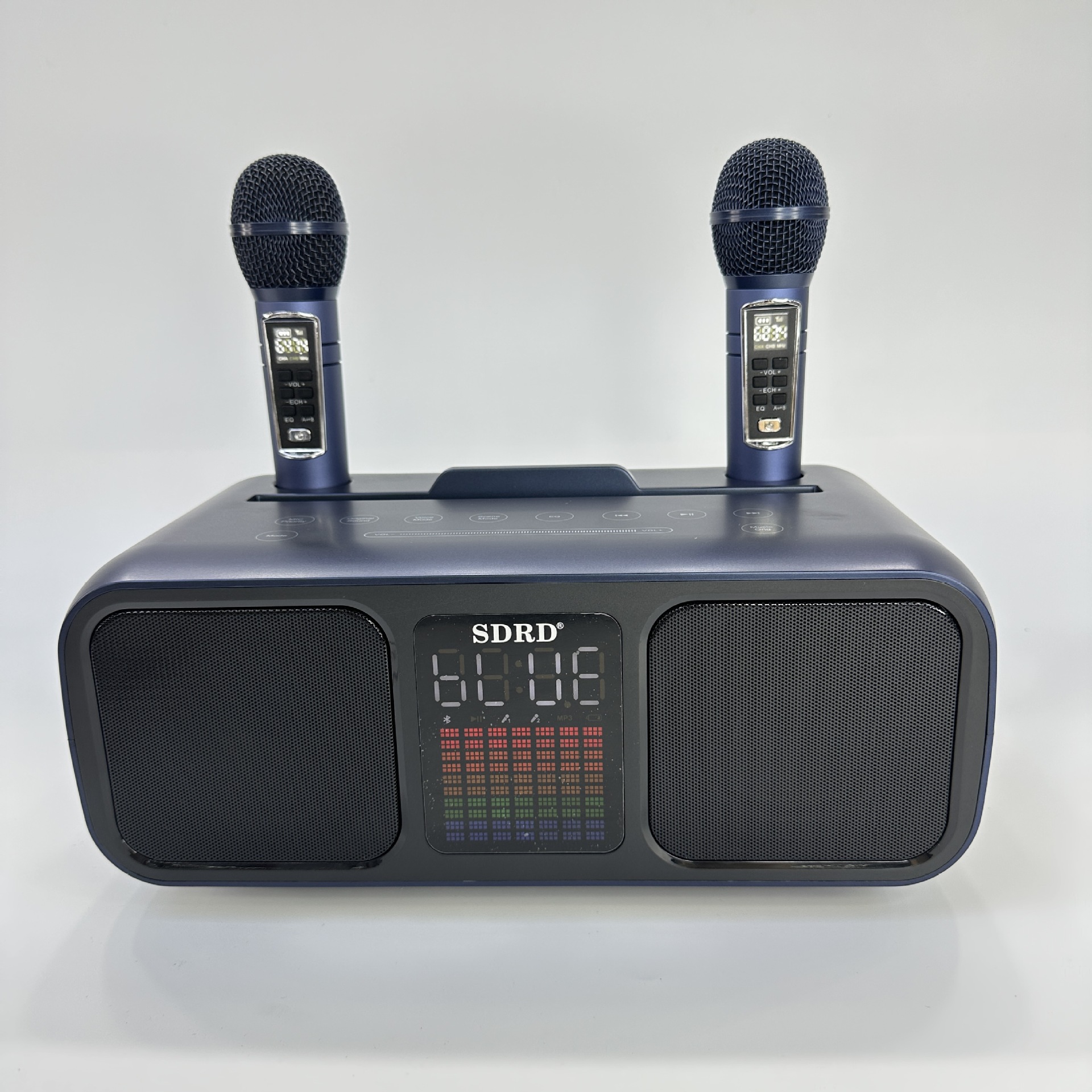 SD318 Bluetooth Speaker Dual Speaker Dual Wireless Microphone Mobile TV Entertainment Sing Karaoke All-in-One