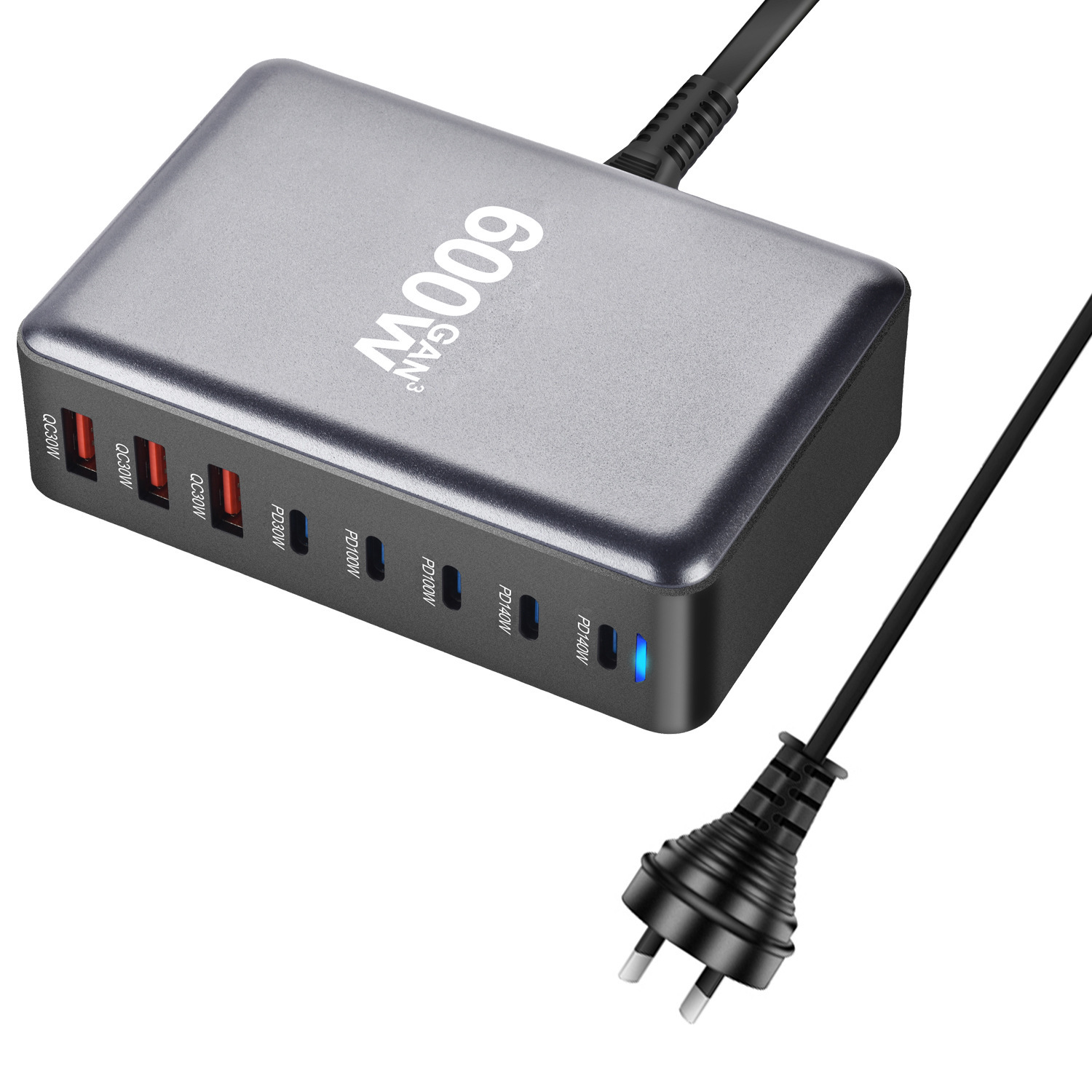 Dedicated 600W GaN PD Charger High Power QC3.0 Fast Charging 600W Desktop Charging Station
