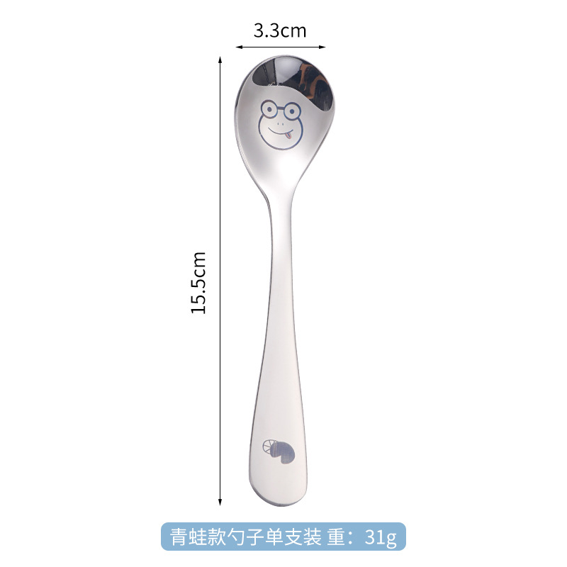 304 stainless steel cartoon spoon baby food spoon infant cute spoon baby learning to eat feeding spoon children's spoon