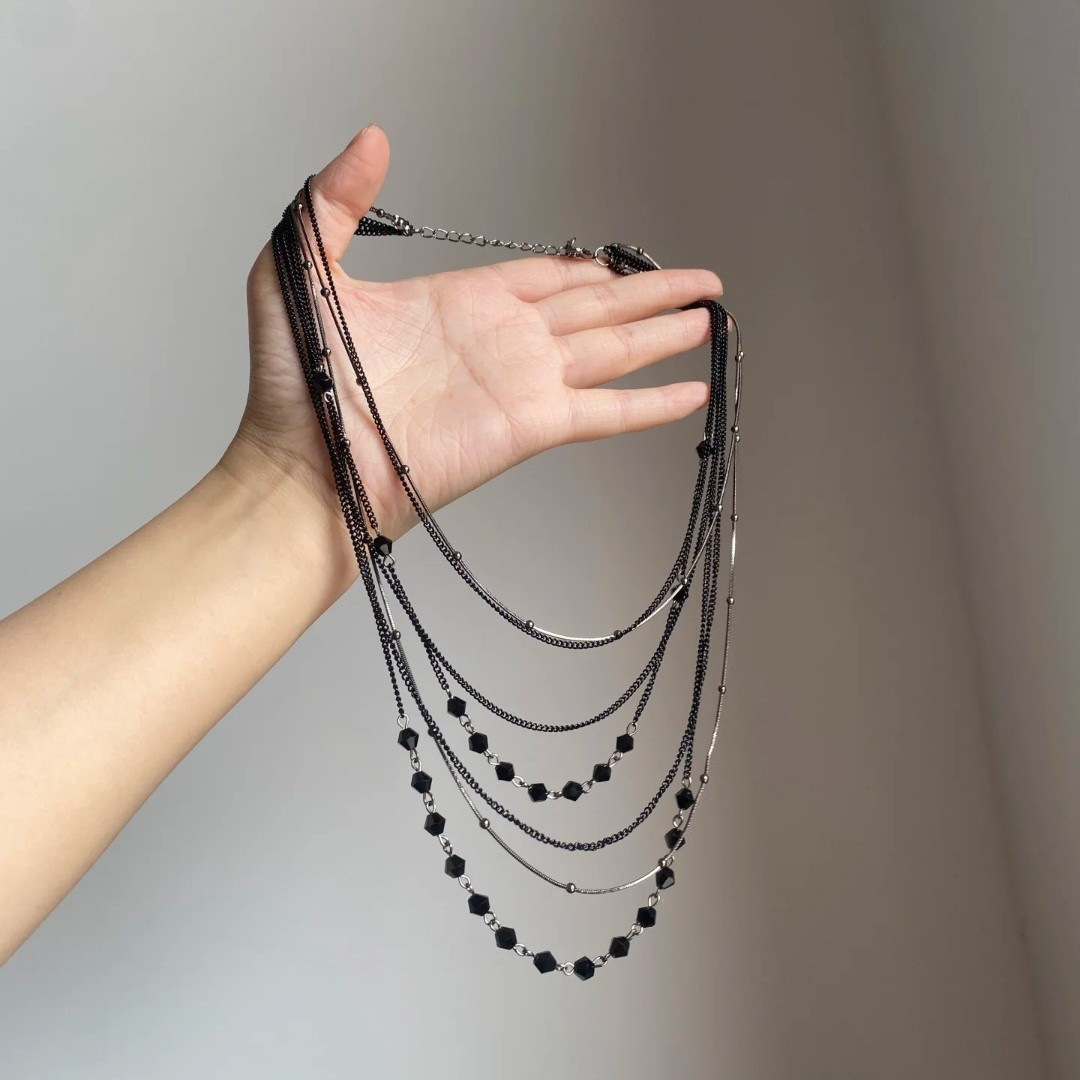 Bohemian Style Multi-Layer Bead Necklace for Women Exquisite Collarbone Chain Layered Necklace