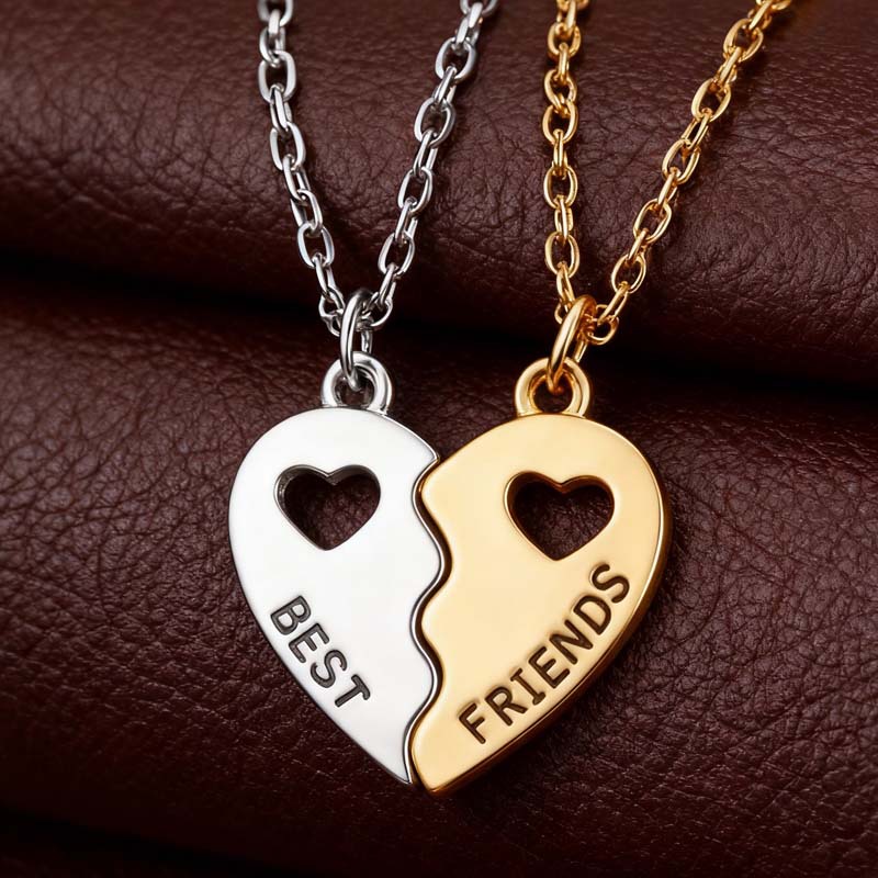 Sun Moon Stars Split Necklace for Best Friend froever Good Friends BFF Heart Split Necklace