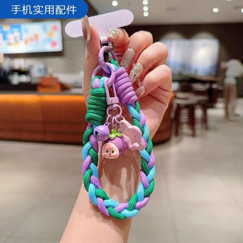 Contrast Color Camera Twist Wrist Keychain Phone Outdoor Lanyard Pendant Universal Handheld Woven Sturdy Short Rope