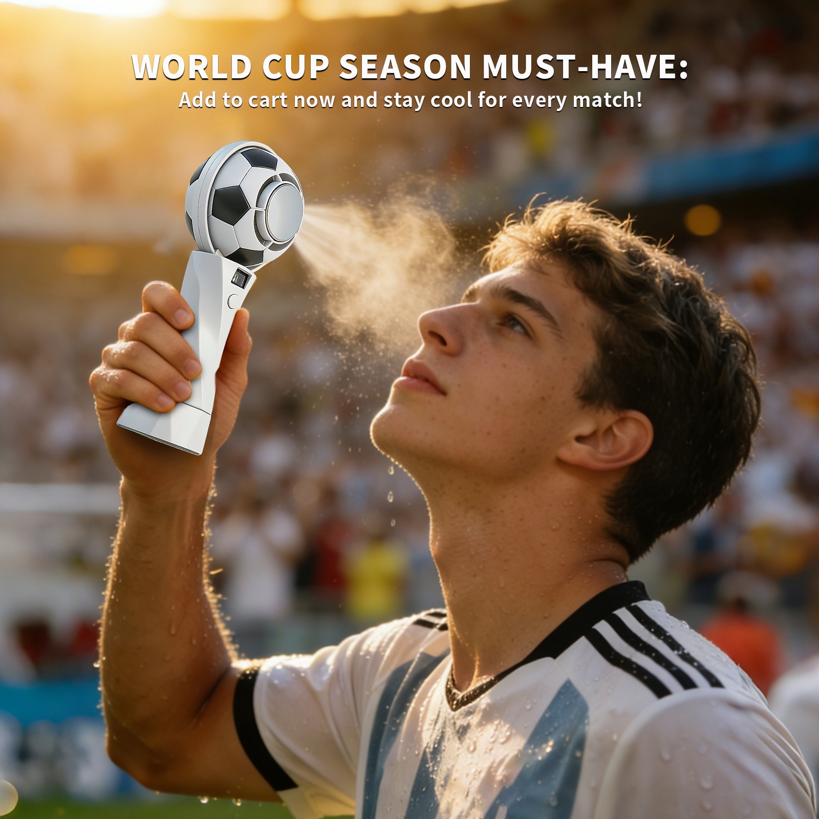 2026 Football Handheld Fan Cooling Turbo Portable Wearable Neck High-Speed Cold Compress Charging Fan