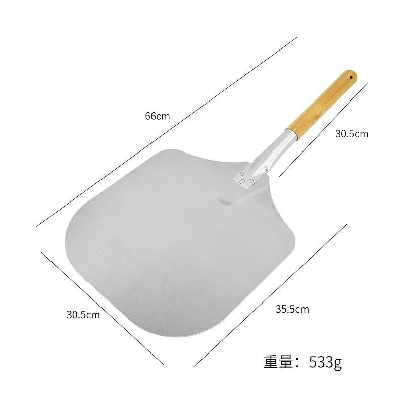 12-Inch Non-Oxidizing Aluminum Folding Pizza Peel Removable Oak Handle Cake Transfer Shovel Pizza Large Round Shovel Baking