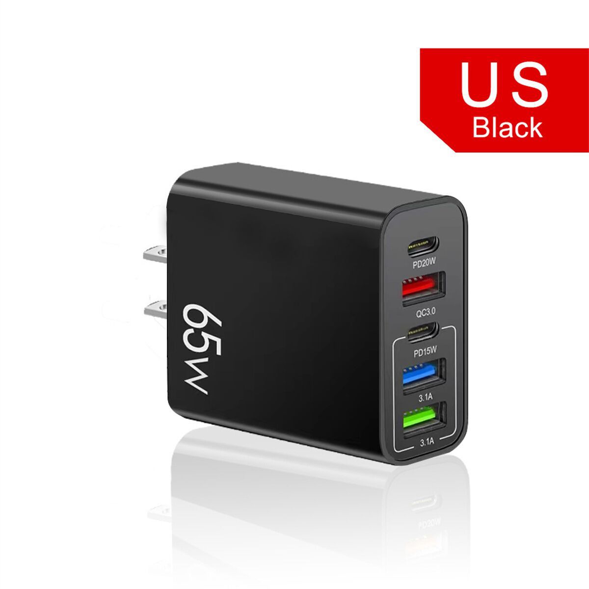 3.1A Rated 65W Fast Charging Phone Charger Type-C PD+3USB Multi-Port Travel Charger Charging Head