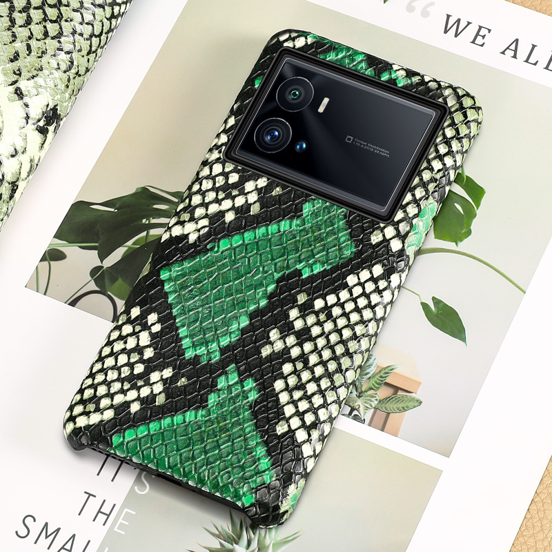 Applicable vivo iQOO 10/9 genuine leather phone case X70 Pro python pattern neo5s half-wrap case anti-drop x80