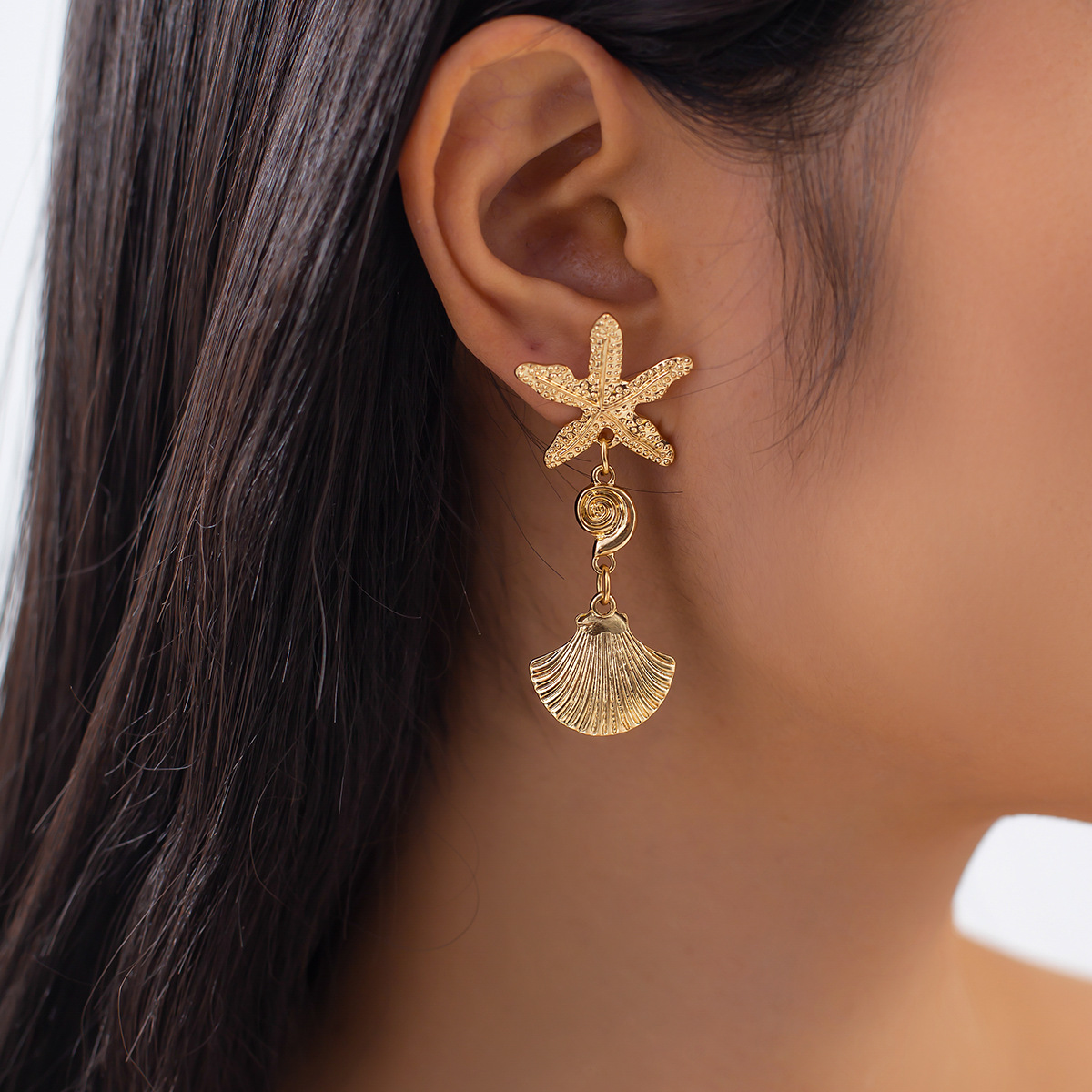 Jewelry ocean style party exaggerated star earrings vacation beach starfish metal earrings