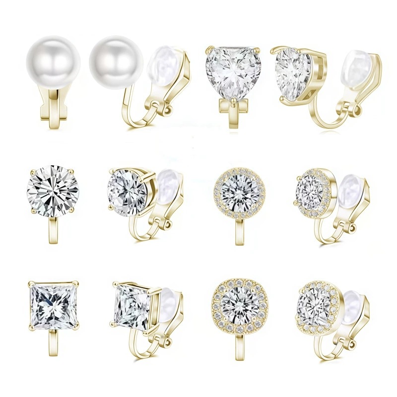Metal earrings, clip-on earrings for no pierced ears, exquisite ear ornaments