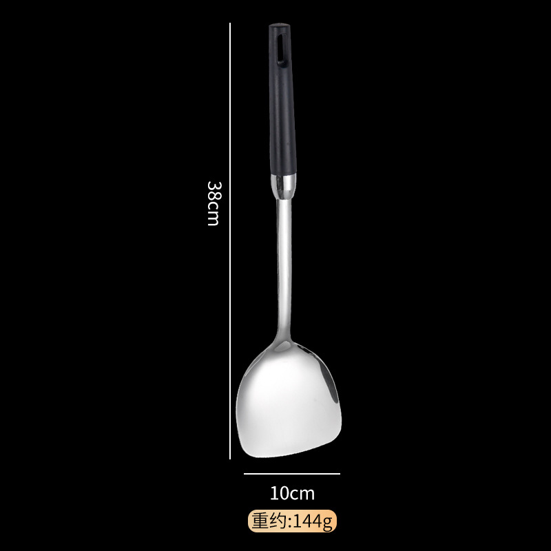 Thickened stainless steel spatula imitation wood grain soup spoon frying spatula household kitchen long handle cooking spatula kitchen utensil