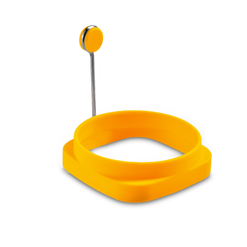 Food Grade Silicone Double-Sided Usable Square and Round Integrated 304 Handle Egg Frying Pan Dual-Use Egg Frying Pan Pancake Mold