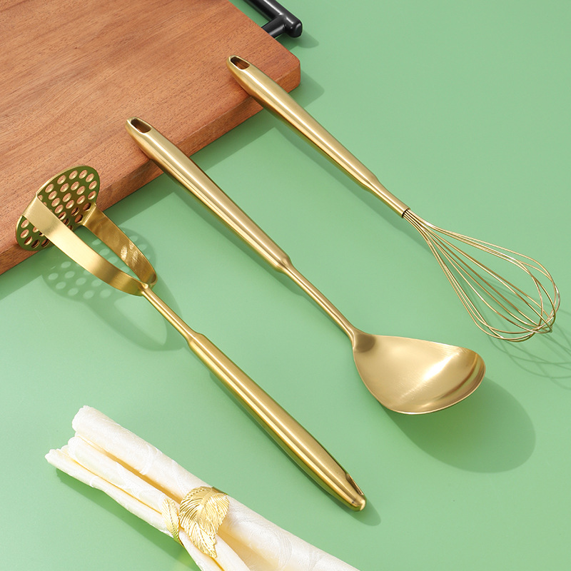 304 stainless steel spatula, kitchen cooking tool, egg beater, spoon, slotted spoon, anti-scald thickened household cookware set