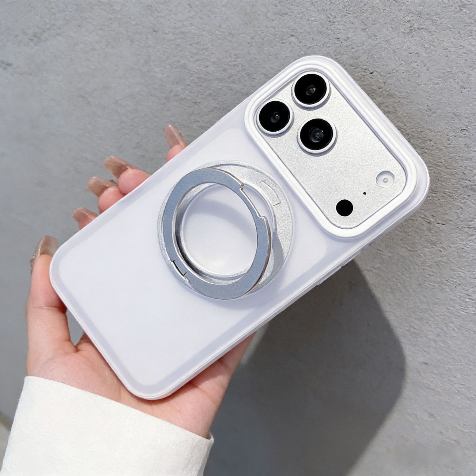 Applicable iPhone 17 Pro Max fulcrum case Apple 16 matte frosted 360 rotating bracket magnetic phone case