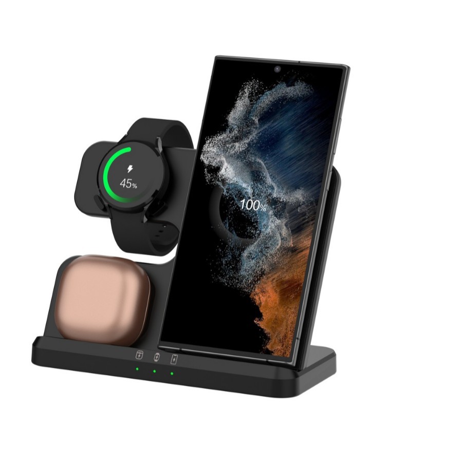 Cross-Border 3-in-1 Wireless Charger Multifunctional Stand Fast Charging Desktop for Samsung Phone Watch Earphones