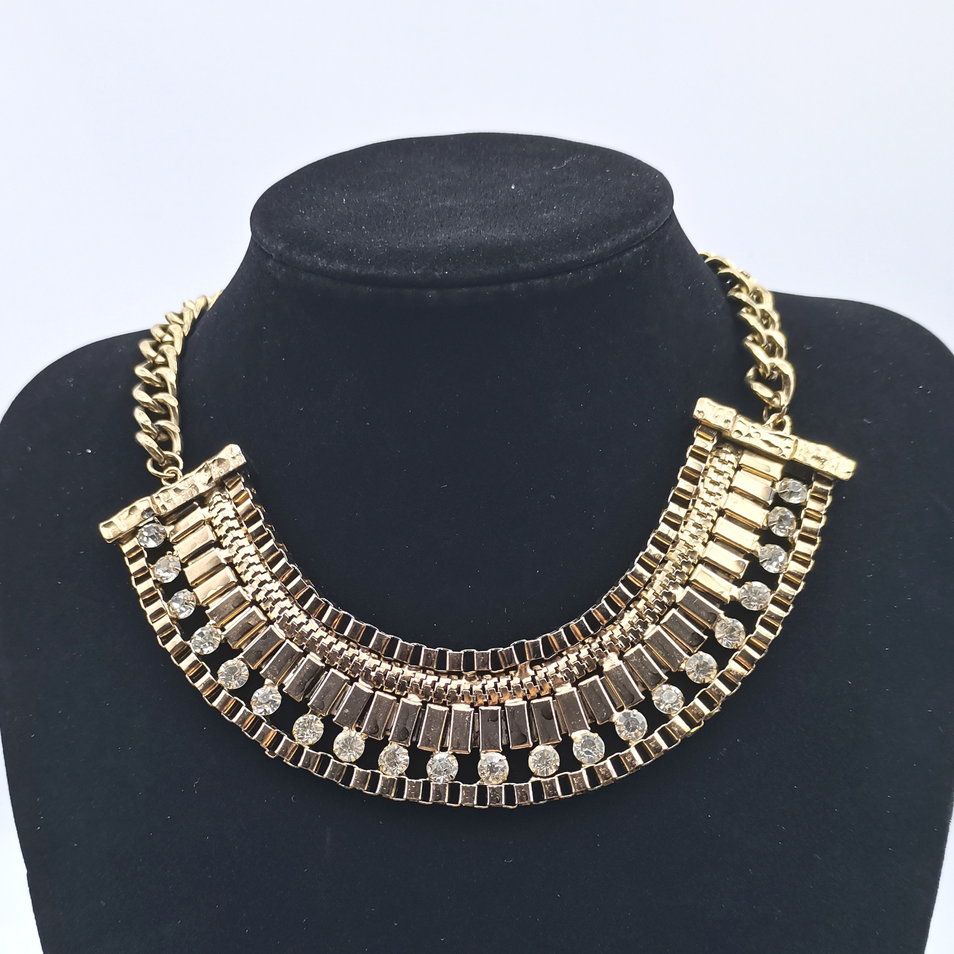 Exaggerated luxury palace style collarbone chain bride drop necklace