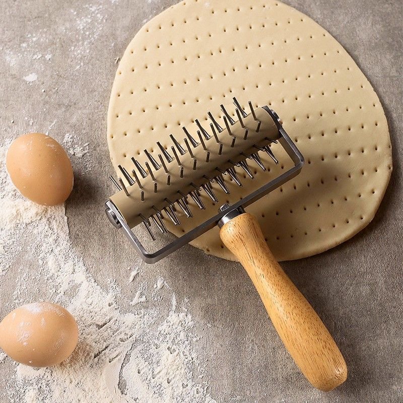 Stainless Steel Pizza Dough Roller Knife Rolling Needle Pricker Western Pastry Dough Mesh Knife Grid Lace Baking Tool