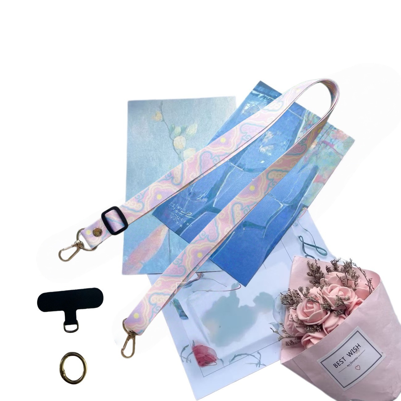 斜跨款/祥云粉+银色圈圈+夹片