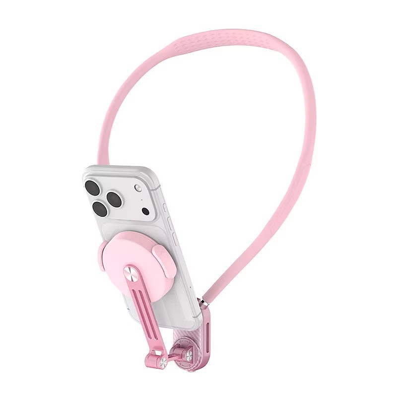 Pink New First-Person Perspective Neck Magnetic Mount Bracket for Shooting Hiking Outdoor Sports Camera Cycling Phone Bracket