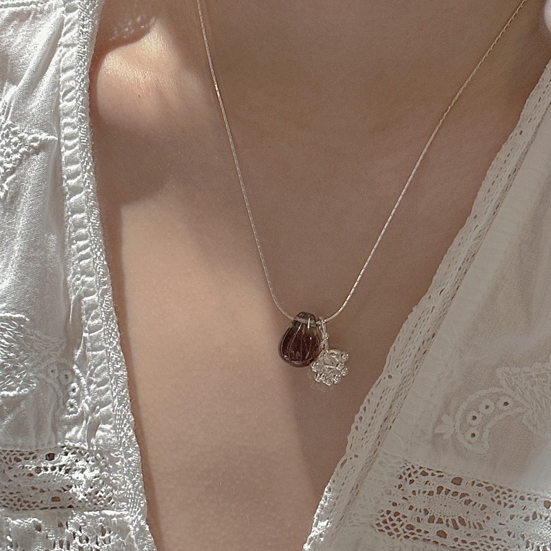 S925 sterling silver drop crystal firework necklace collarbone chain