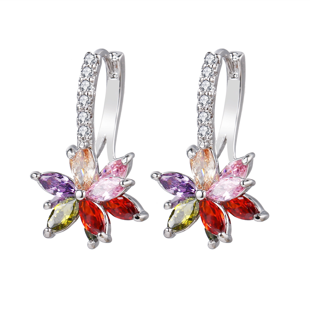 Colorful zircon earrings women earrings copper micro-set zircon luxury jewelry