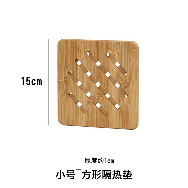 Bamboo heat-insulating placemat, table pot mat, wooden non-slip hollow round thickened cup coaster, tea cup mat