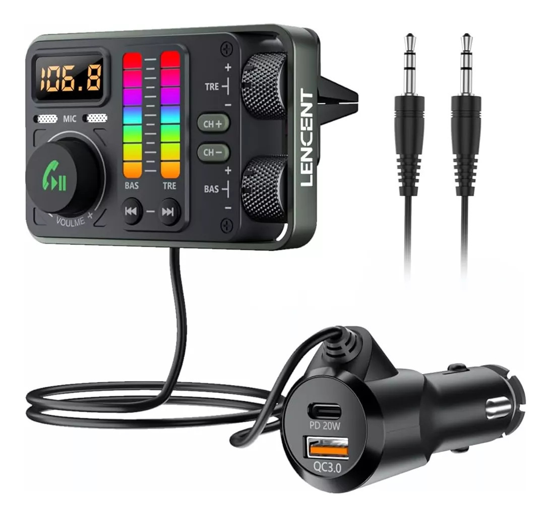 MT02 Car MP3 Bluetooth Player New Heavy Bass AUX Cigarette Lighter Bluetooth Car Charger Fast Charge FM Transmitter