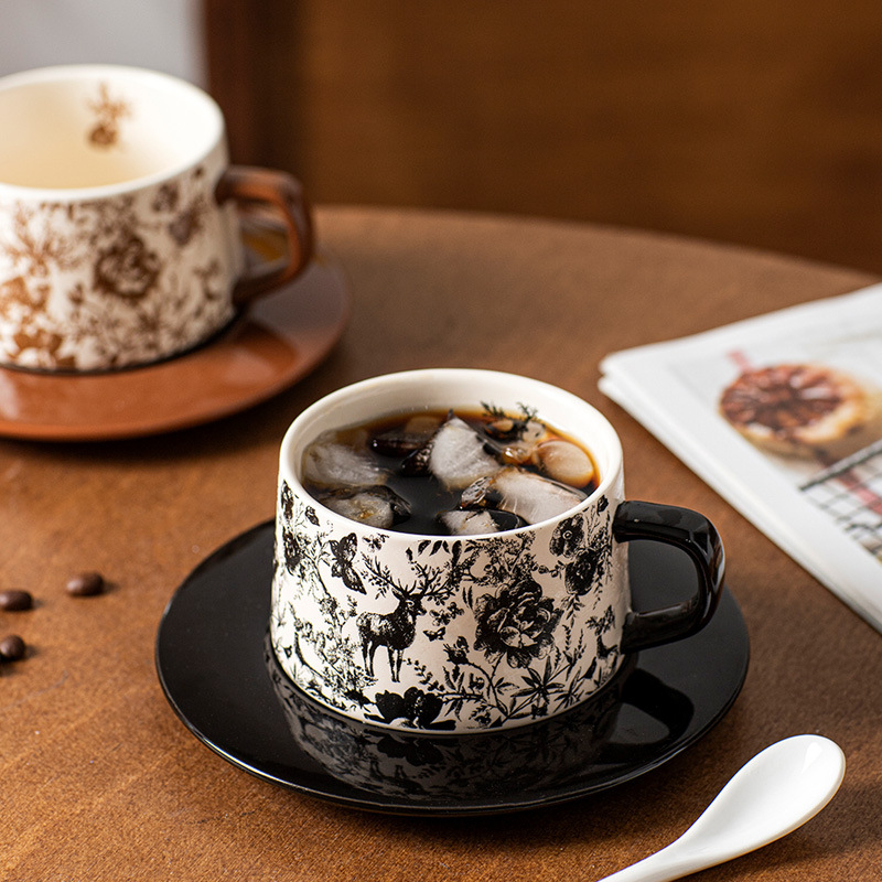 Ceramic coffee cup coffee cup saucer vintage style commercial milk cup couple coffee cup saucer