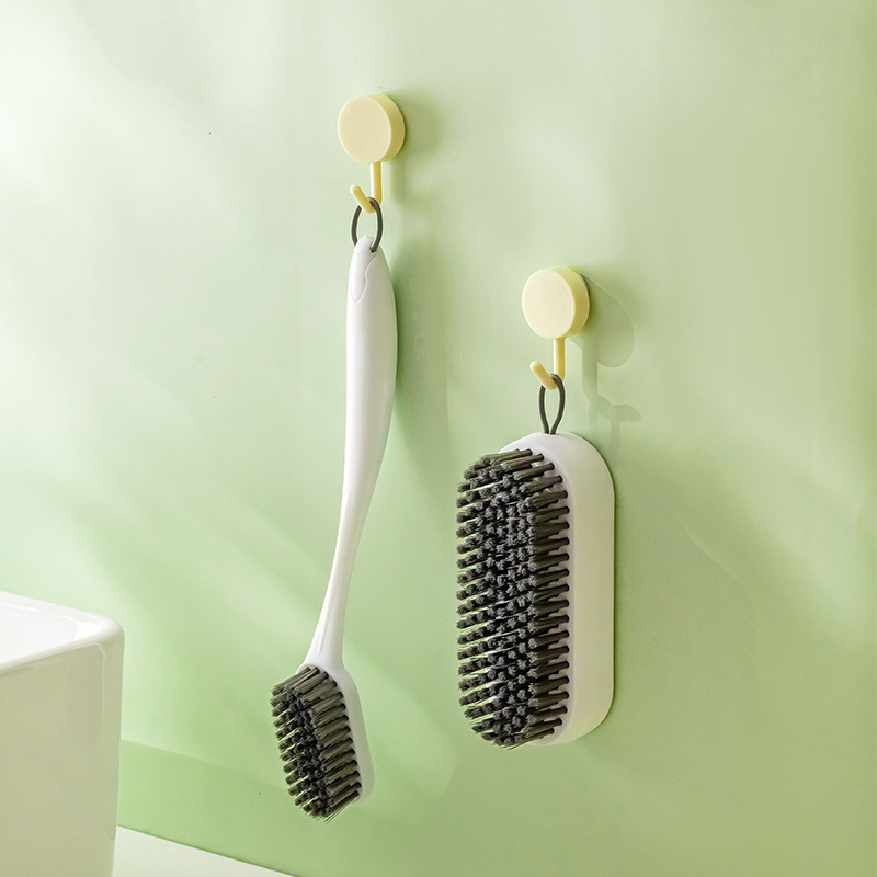 Thickened fine-wire long-handle shoe brush, hangable plastic multi-functional cleaning laundry brush, non-damaging soft-bristle small brush