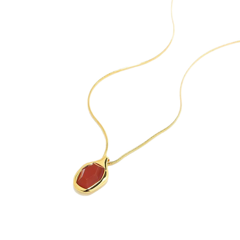 Monica Flowing Light Gemstone Necklace S925 Silver Gold-Plated Natural Agate Moonstone Niche Snake Bone Chain
