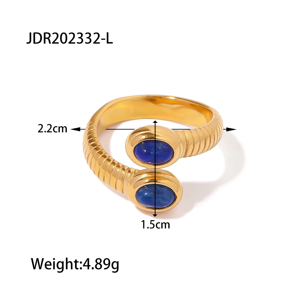 Jieding titanium steel natural stone ring niche hand jewelry stacking stainless steel accessories