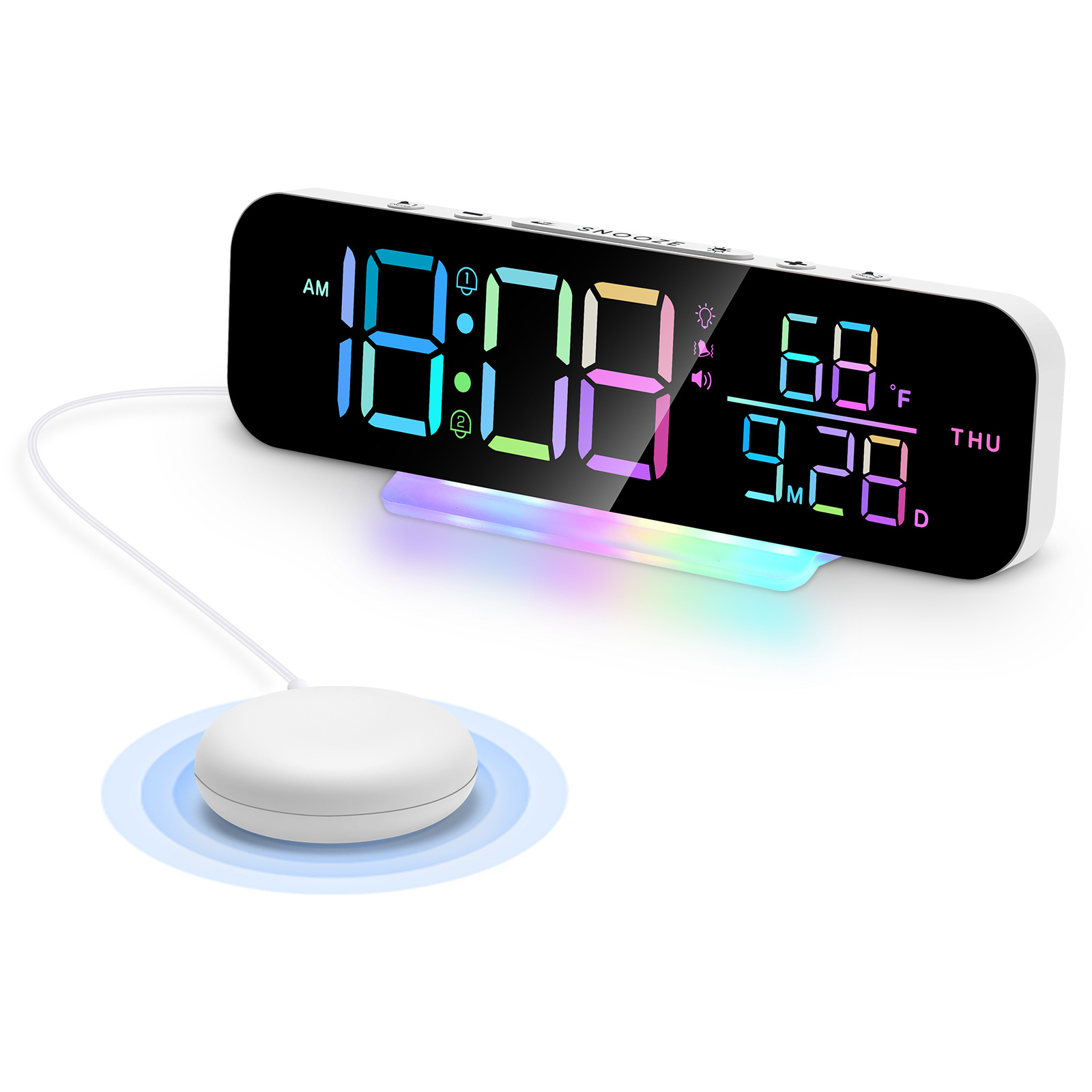 2025 new product LED colorful vibration electronic clock living room large screen digital display table clock perpetual calendar wall clock modern simple