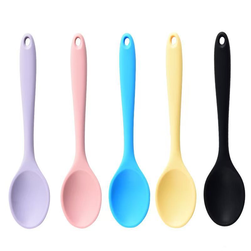 Integrated silicone mini spoon, food-grade, non-stick pan, stirring spoon, home baby food spoon, multi-color mixed batch