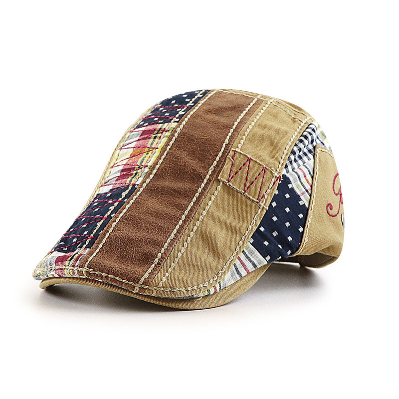 Cap, men's casual cap, patchwork beret